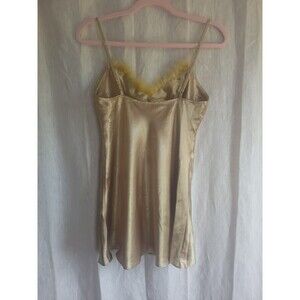 GILLIGAN & O'MALLY VINTAGE GOLD CHEMISE AND ROBE BABYDOLL SLIP DRESS SMALL